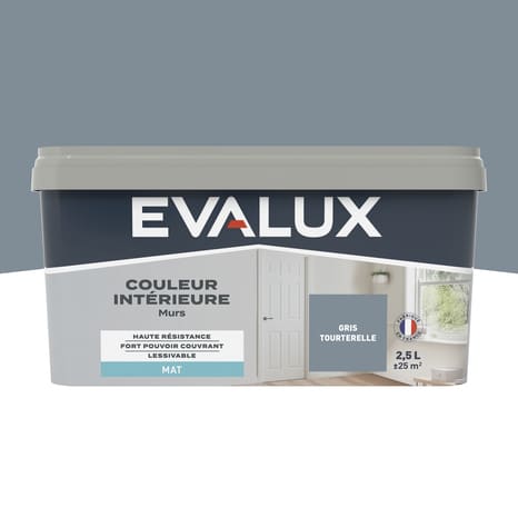 Peinture mur intérieur Mat 2,5 L Gris tourterelle - Evalux - Brico Dépôt