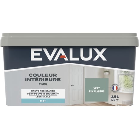 Peinture mur intérieur Mat 2,5 L Vert eucalyptus - Evalux - Brico Dépôt