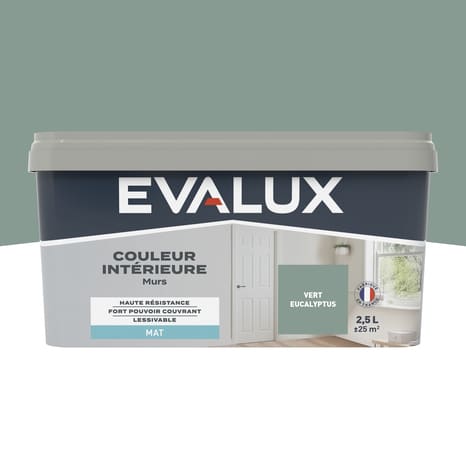 Peinture mur intérieur Mat 2,5 L Vert eucalyptus - Evalux - Brico Dépôt