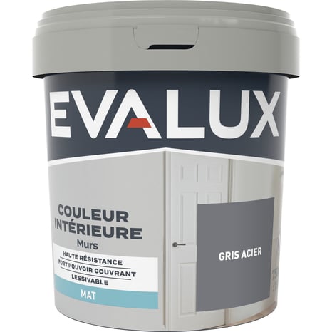 Peinture mur intérieur Mat 0,75 L Gris acier - Evalux - Brico Dépôt