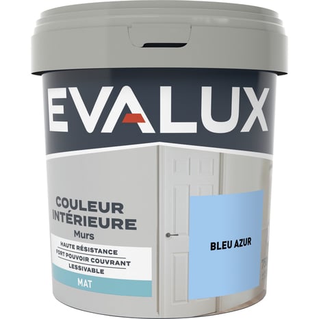 Peinture mur intérieur Mat 0,75 L beu azur - Evalux - Brico Dépôt