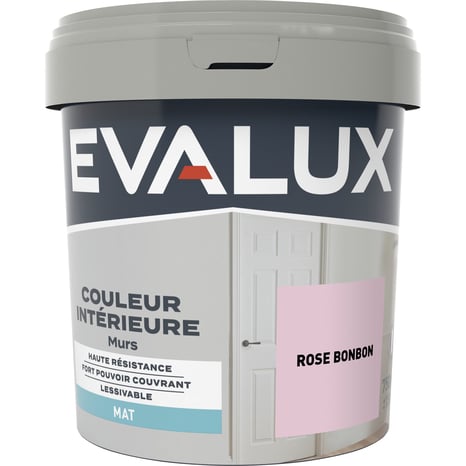 Peinture mur intérieur Mat 0,75 L Rose bonbon - Evalux - Brico Dépôt