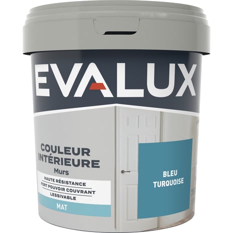 Peinture mur intérieur Mat 0,75 L Bleu turquoise - Evalux - Brico Dépôt