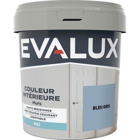 Peinture mur intérieur Mat 0,75 L Bleu Gris - Evalux - Brico Dépôt