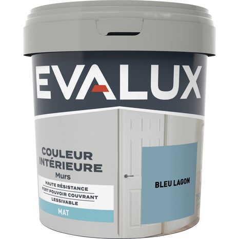 Peinture mur intérieur Mat 0,75 L Bleu lagon - Evalux - Brico Dépôt