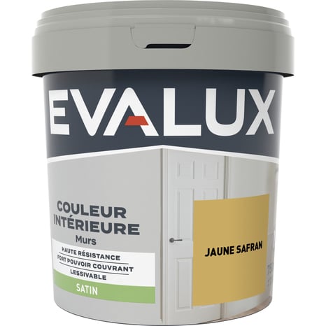 Peinture mur intérieur Satin 0,75 L Jaune safran - Evalux - Brico Dépôt