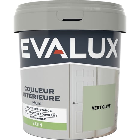 Peinture mur intérieur Satin 0,75 L Vert olive - Evalux - Brico Dépôt