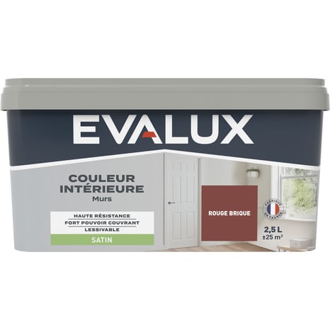 Peinture mur intérieur Satin 2,5 L Rouge brique - Evalux - Brico Dépôt