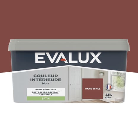 Peinture mur intérieur Satin 2,5 L Rouge brique - Evalux - Brico Dépôt