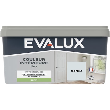 Peinture mur intérieur Satin 2,5 L Gris perle - Evalux - Brico Dépôt