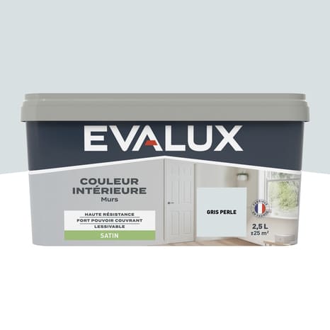 Peinture mur intérieur Satin 2,5 L Gris perle - Evalux - Brico Dépôt