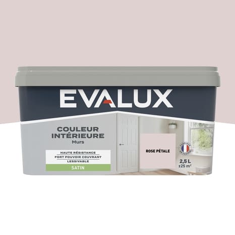 Peinture mur intérieur Satin 2,5 L Rose pétale - Evalux - Brico Dépôt