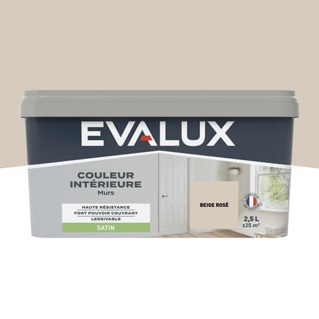 Peinture mur intérieur Satin 2,5 L Beige rosé - Evalux - Brico Dépôt