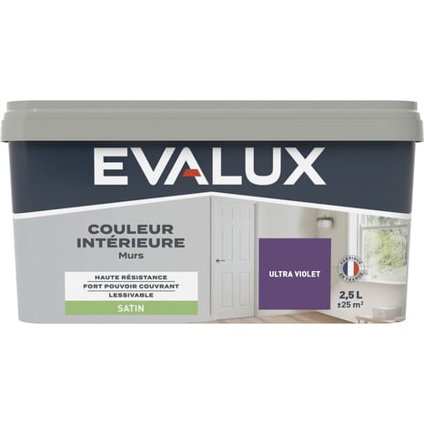 Peinture mur intérieur Satin 2,5 L ultra Violet - Evalux - Brico Dépôt