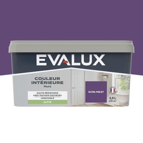 Peinture mur intérieur Satin 2,5 L ultra Violet - Evalux - Brico Dépôt