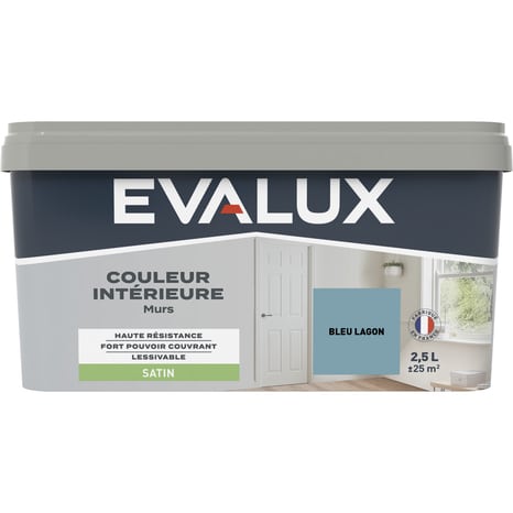 Peinture mur intérieur Satin 2,5 L Bleu lagon - Evalux - Brico Dépôt