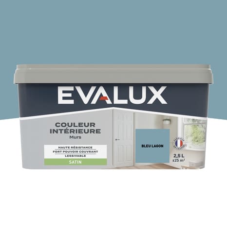 Peinture mur intérieur Satin 2,5 L Bleu lagon - Evalux - Brico Dépôt