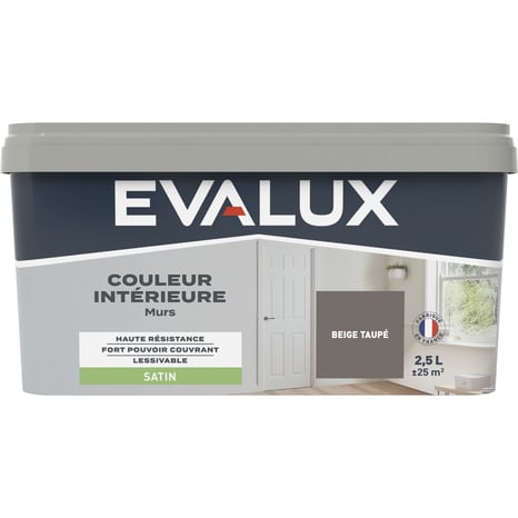 Peinture mur intérieur Satin 2,5 L Beige taupé - Evalux - Brico Dépôt