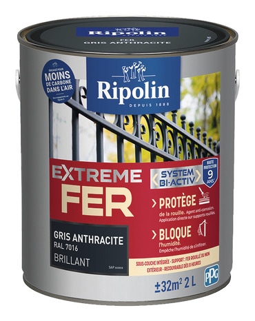 Peinture métal extérieur brillant 2 L anthracite - Ripolin - Brico Dépôt