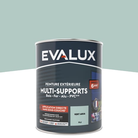 Peinture extérieure Satin multi supports  0,75 L vert aqua - Evalux - Brico Dépôt