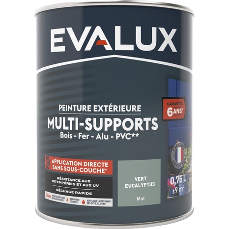 Peinture extérieur satin multi supports  0,75 L eucalyptus - Evalux - Brico Dépôt