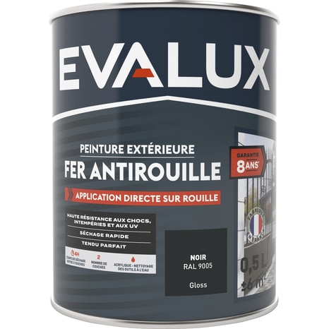 Peinture extérieure métal 0,5 L noir brillant - Evalux - Brico Dépôt