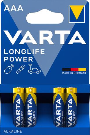 Lot de 4 piles alcalines AAA/LR03 "LongLife Power" - Varta - Brico Dépôt