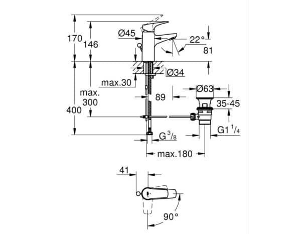 Mitigeur Lavabo S "Start Flow" - Grohe - Brico Dépôt