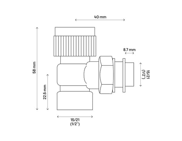 Corps thermostatique équerre en laiton nickelé - 15x21 - Bodner - Brico Dépôt