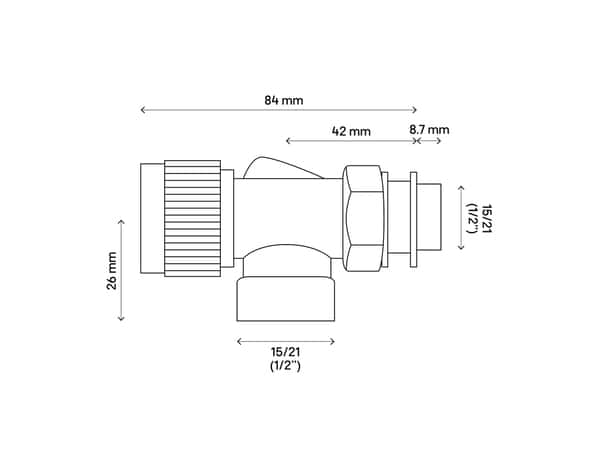 Corps thermostatique équerre inversé en laiton nickelé - 15x21 - Bodner - Brico Dépôt