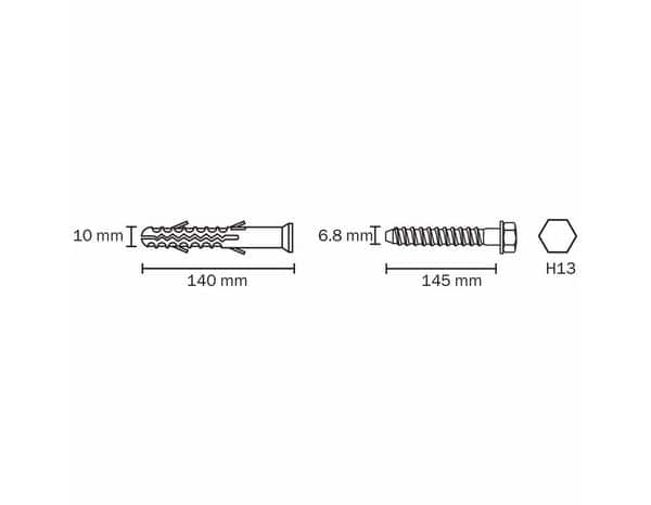 Lot de 6 chevilles d'expansion nylon CSHX Ø 10 x 140 mm - Diall - Brico Dépôt