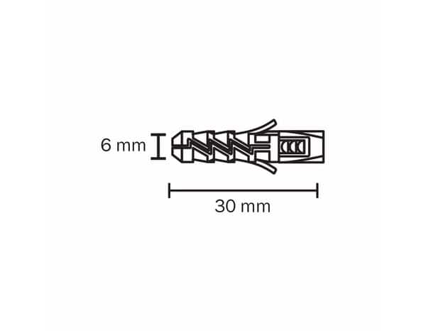 Lot de 30 chevilles nylon CL Ø 6 X 30 mm - Diall - Brico Dépôt