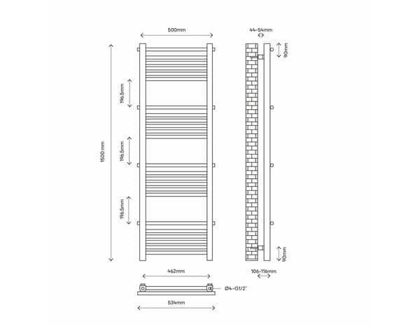 Sèche-serviettes "Natha" blanc - 631 W - Bodner - Brico Dépôt