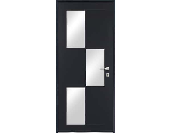 Porte entrée métal gris "Jory" H. 215 x l. 90 gauche - Geom - Brico Dépôt