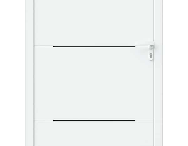 Porte d'entrée aluminium blanc "Mahe" H. 215 x l. 90 gauche - Geom - Brico Dépôt