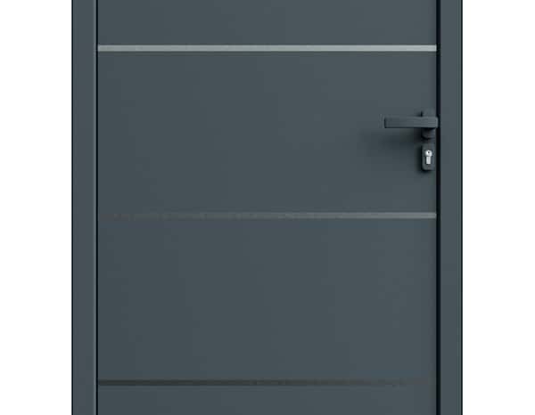 Porte d'entrée aluminium gris "Loras" H. 215 x l. 90 gauche - Geom - Brico Dépôt