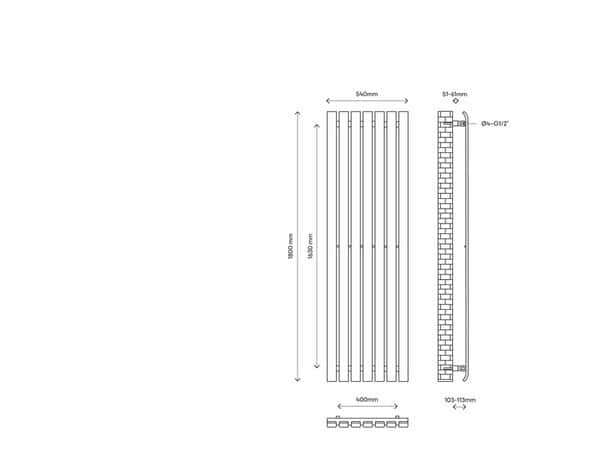 Radiateur grande hauteur "Wilsona" 540x1800 mm blanc - GoodHome - Brico Dépôt