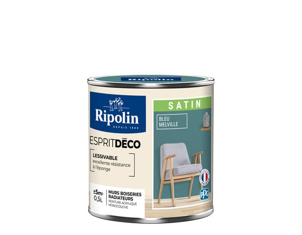 Peinture mur intérieur satin 0,5 L bleu melville - Ripolin - Brico Dépôt