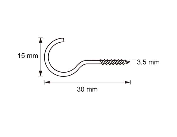 Boite de 2 kg de crochets ronds blancs à visser 3.5 x 30 mm acier - Brenner - Brico Dépôt