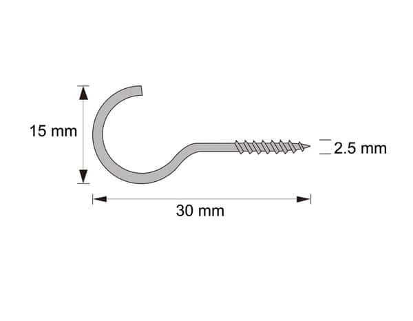 Boite de 2 kg de crochets ronds à visser 2.5 x 30 mm acier - Brenner - Brico Dépôt