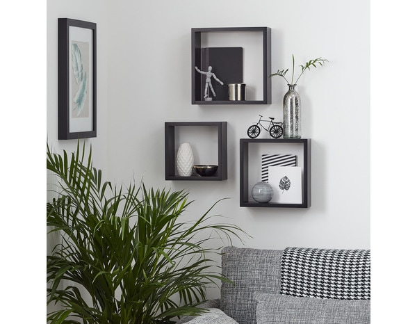 Lot de 3 cubes décoratifs - Noir - GoodHome - Brico Dépôt