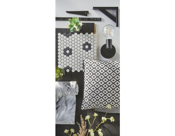 Mosaïque "Glina" noir/blanc - l. 30 x L. 30 cm - GoodHome - Brico Dépôt