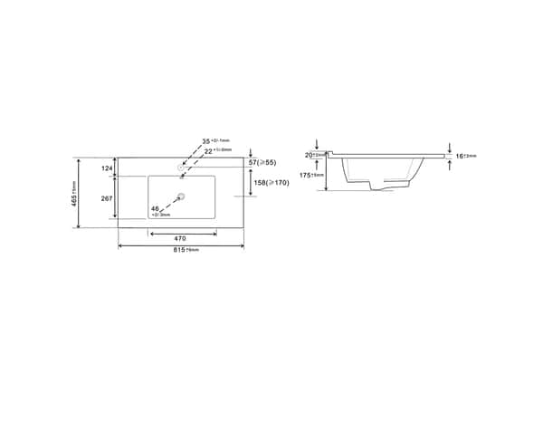 Plan vasque céramique "Aruna" L. 81,5 x P. 46,5 cm - Brico Dépôt