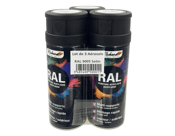 Lot de 3 aérosols noir satin - 400 ml - Richard - Brico Dépôt