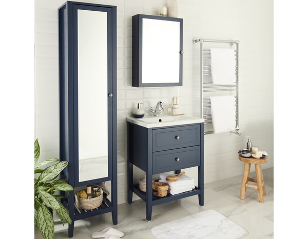 Colonne miroir bleu "Perma"H. 185 x L. 40 x P. 36 cm - GoodHome - Brico Dépôt