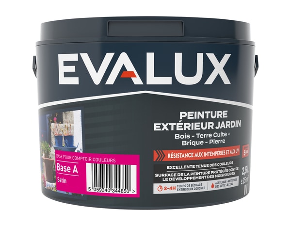 Peinture extérieur jardin Base A Satin 2,5 L - Evalux - Brico Dépôt