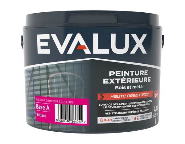 Peinture extérieur bois métal Base A Brillant 2,5 L - Evalux - Brico Dépôt