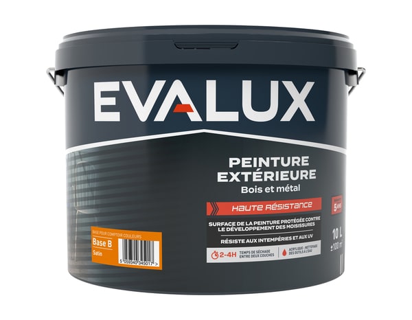 Peinture extérieur bois métal Base C Satin 10 L - Evalux - Brico Dépôt