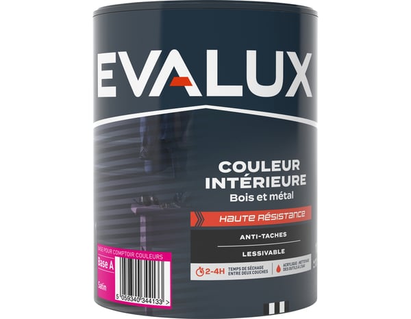 Peinture bois et métal Base A satin 1 L - Evalux - Brico Dépôt