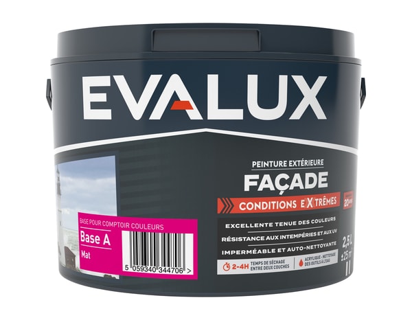 Peinture façade extreme Base A 2,5 L - Evalux - Brico Dépôt